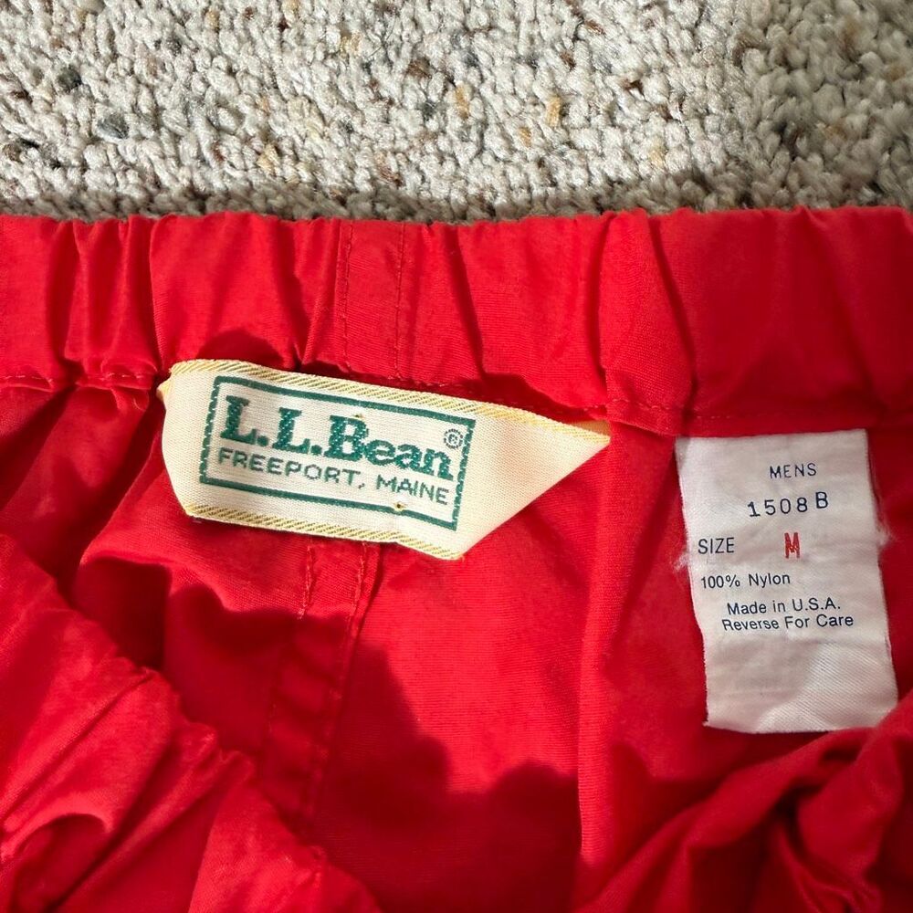 L.L. Bean Mens Full Side Zip Red Hiking Climbing  Nylon Windbreaker Pant Medium - Picture 3 of 7